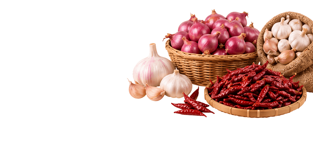 Garlic, onion, and dried chili